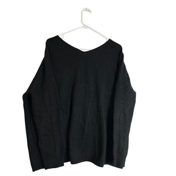 Charter Club Luxury Black V-Neck 100% Cashmere Sweater Large - Picture 2 of 7